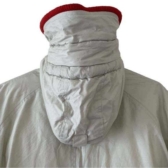 DASH Winter Parka Coat Women's Small Tan Red Duck Down Hood Zipper Buttons - Picture 4 of 16